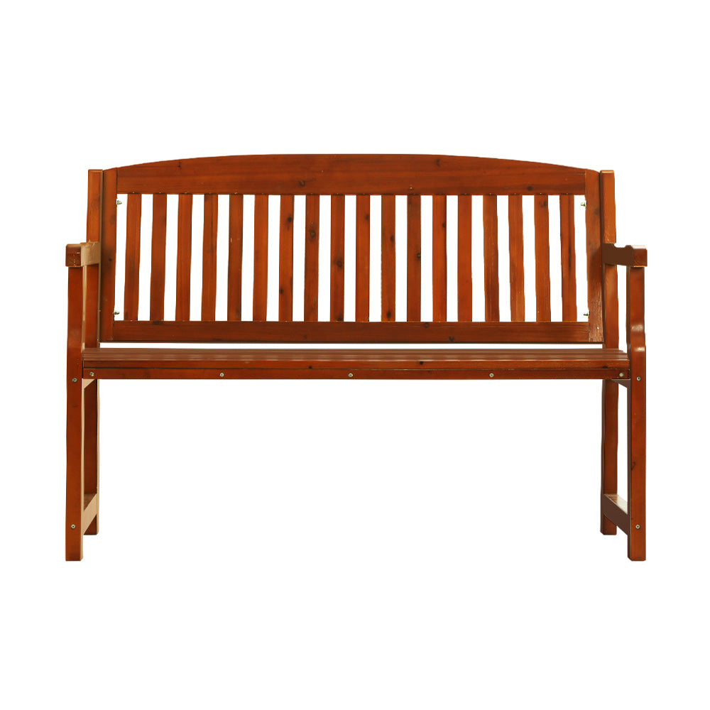 Marlook Outdoor Garden Bench Wooden 2 Seater Lounge Chair Patio Furniture Brown