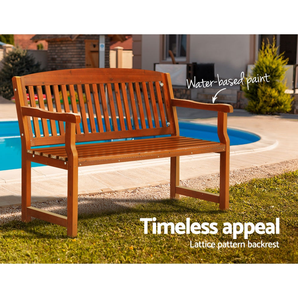 Marlook Outdoor Garden Bench Wooden 2 Seater Lounge Chair Patio Furniture Brown