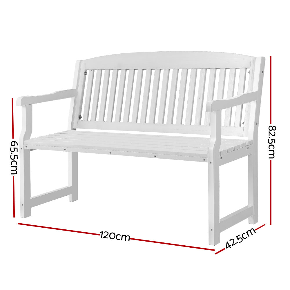 Marlook Outdoor Garden Bench Wooden 2 Seater Lounge Chair Patio Furniture White