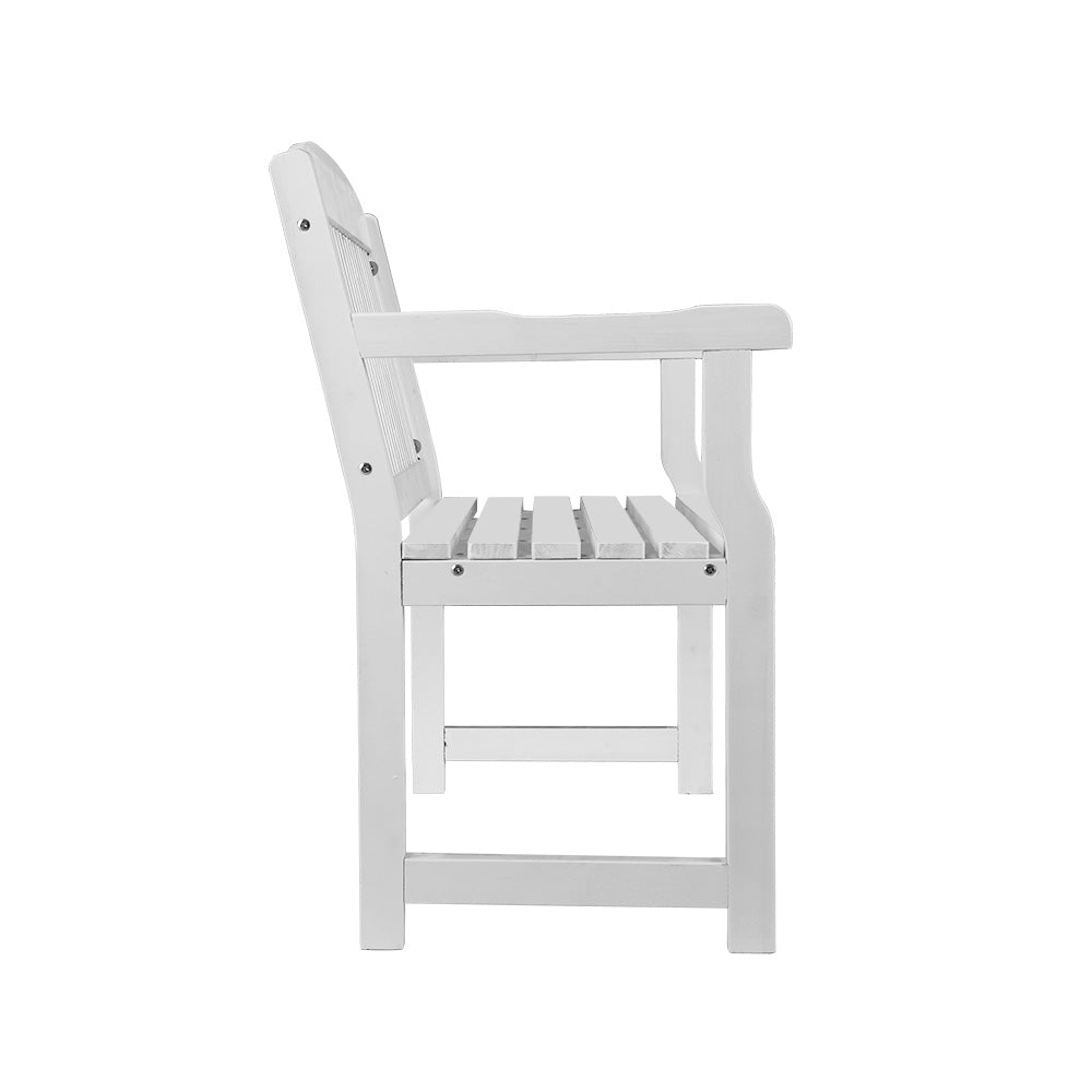 Marlook Outdoor Garden Bench Wooden 2 Seater Lounge Chair Patio Furniture White