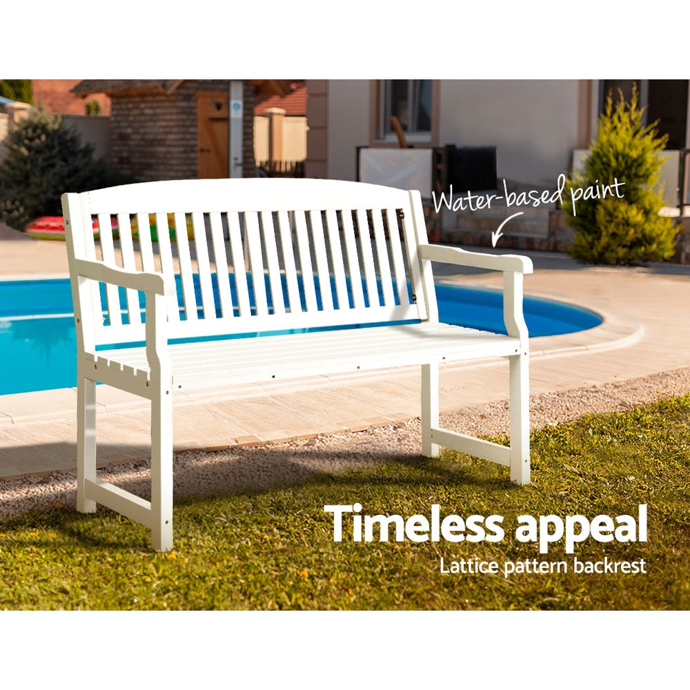Marlook Outdoor Garden Bench Wooden 2 Seater Lounge Chair Patio Furniture White