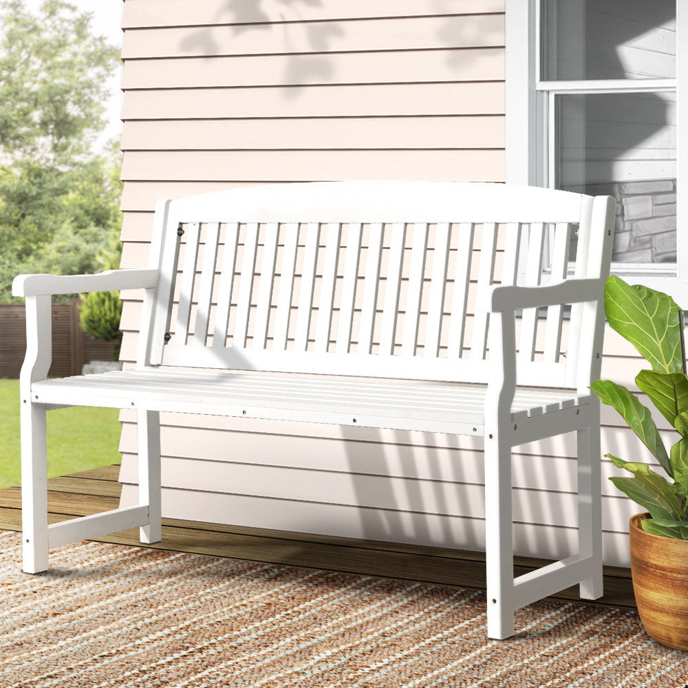 Marlook Outdoor Garden Bench Wooden 2 Seater Lounge Chair Patio Furniture White