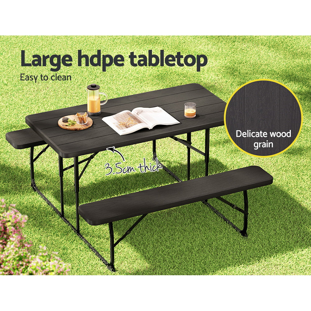 Marlook 3 PCS Outdoor Furniture Dining Set Lounge Setting Patio HDPE Bench