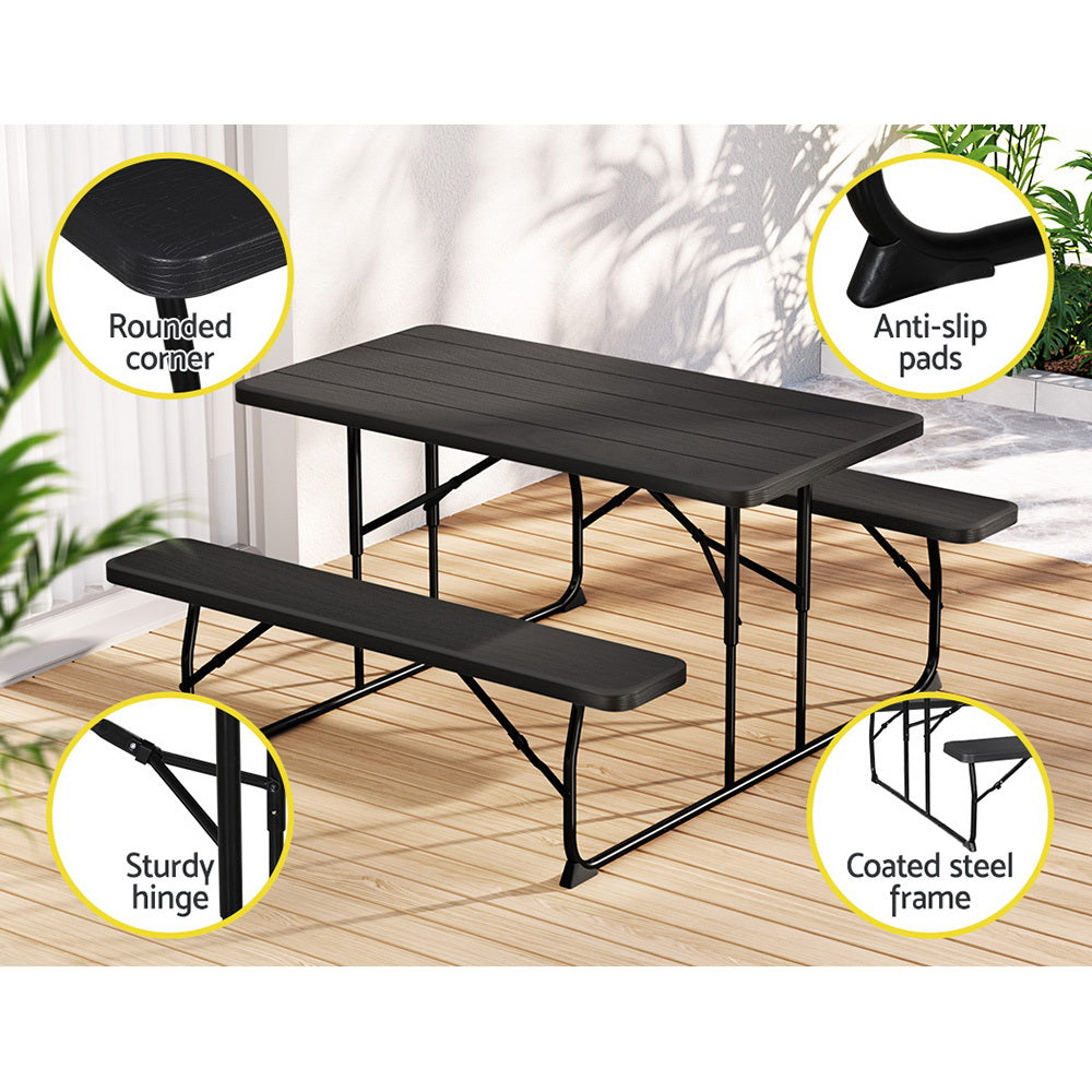 Marlook 3 PCS Outdoor Furniture Dining Set Lounge Setting Patio HDPE Bench