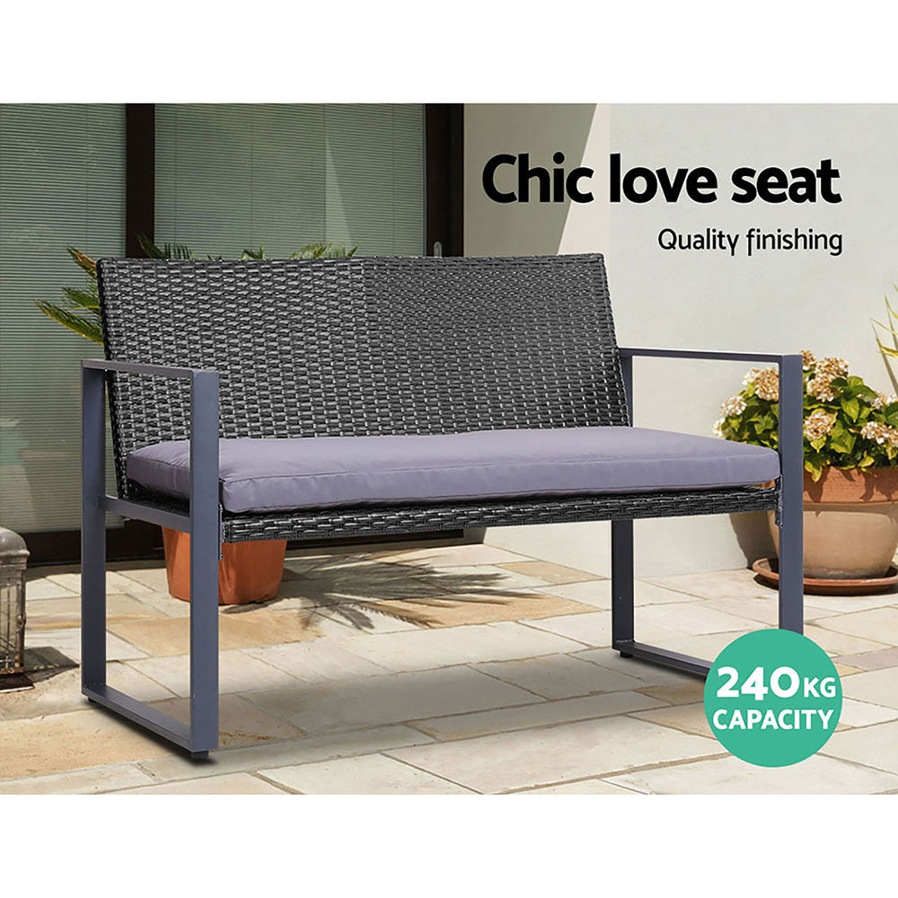 Marlook 4 PCS Outdoor Sofa Set Rattan Furniture with Storage Cover Chairs Black