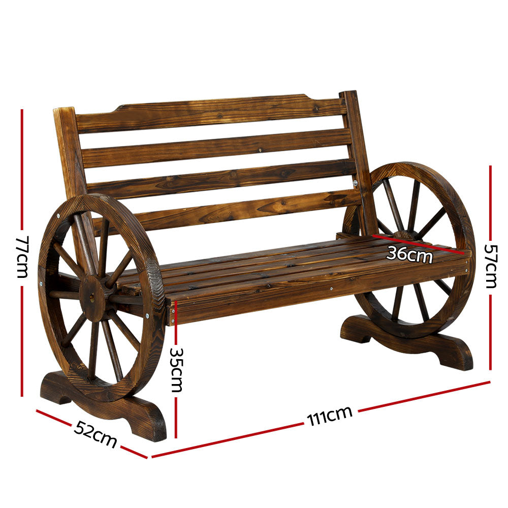 Marlook Wooden Garden Bench Seat Outdoor Furniture Wagon Chair Patio Lounge