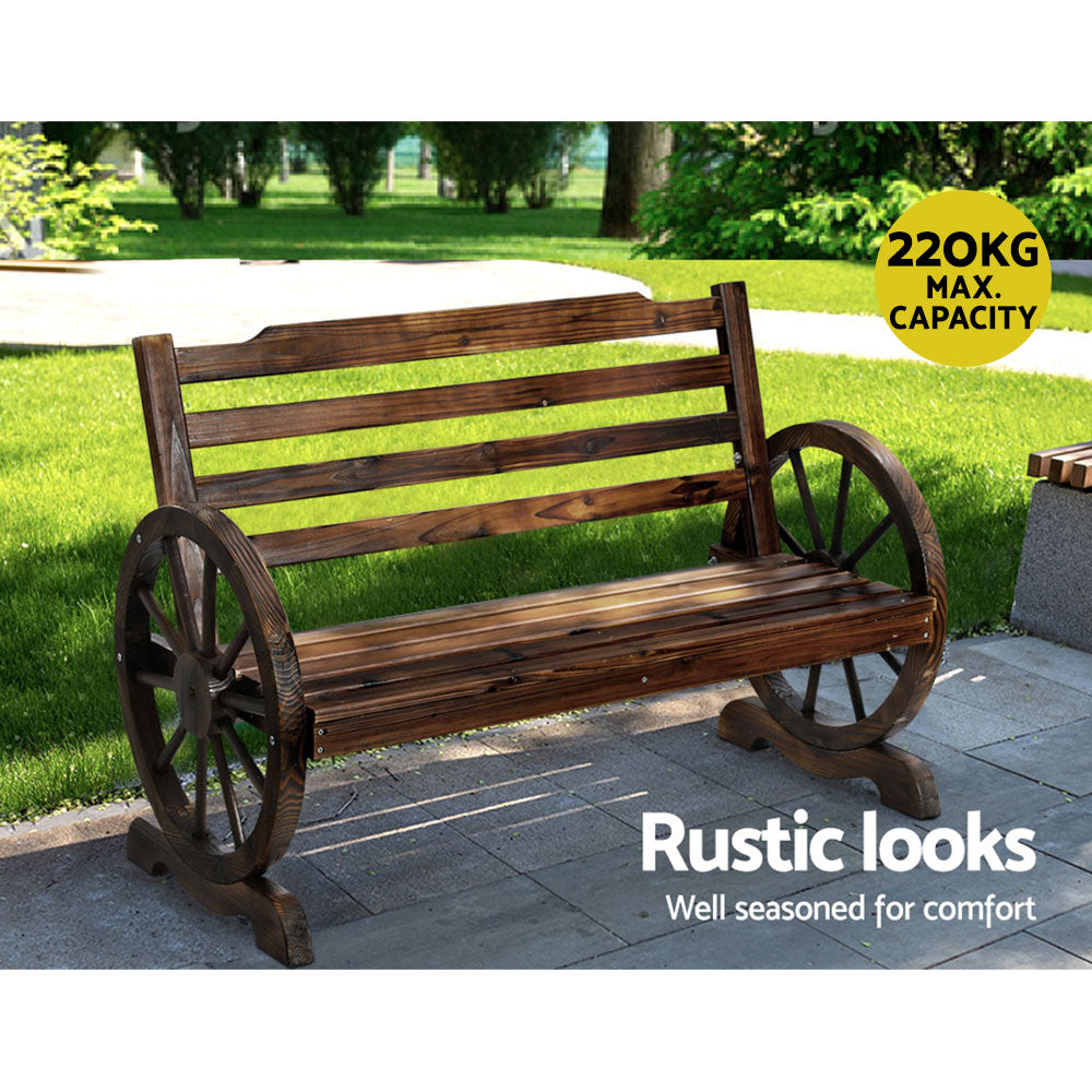 Marlook Wooden Garden Bench Seat Outdoor Furniture Wagon Chair Patio Lounge