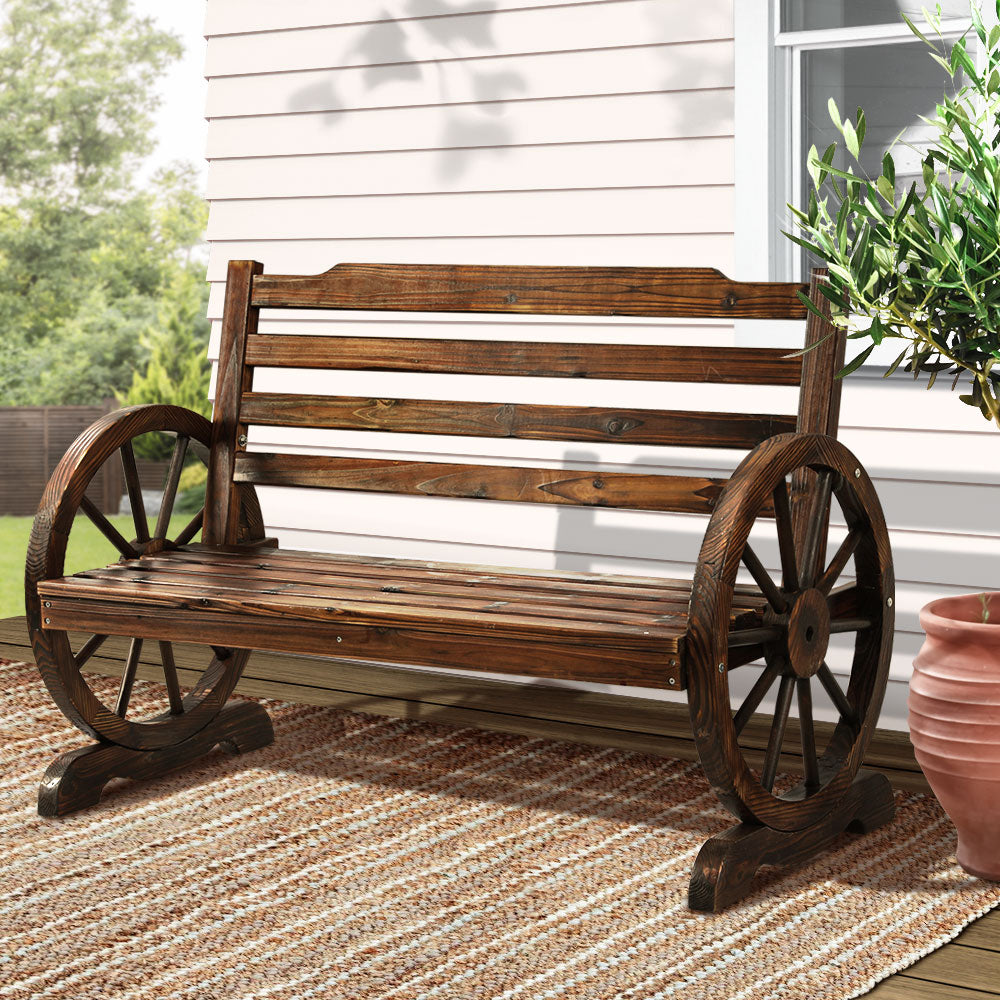 Marlook Wooden Garden Bench Seat Outdoor Furniture Wagon Chair Patio Lounge