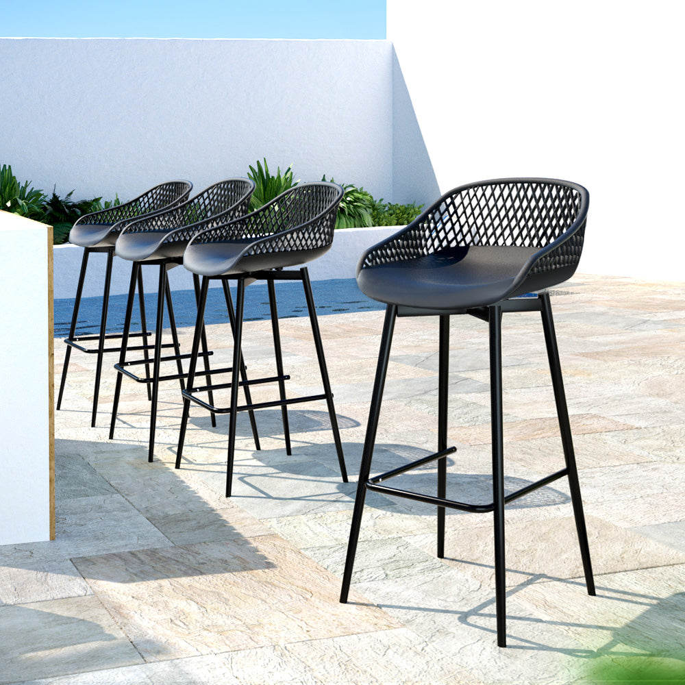 Marlook 4-Piece Outdoor Bar Stools Plastic Metal Dining Chair Balcony