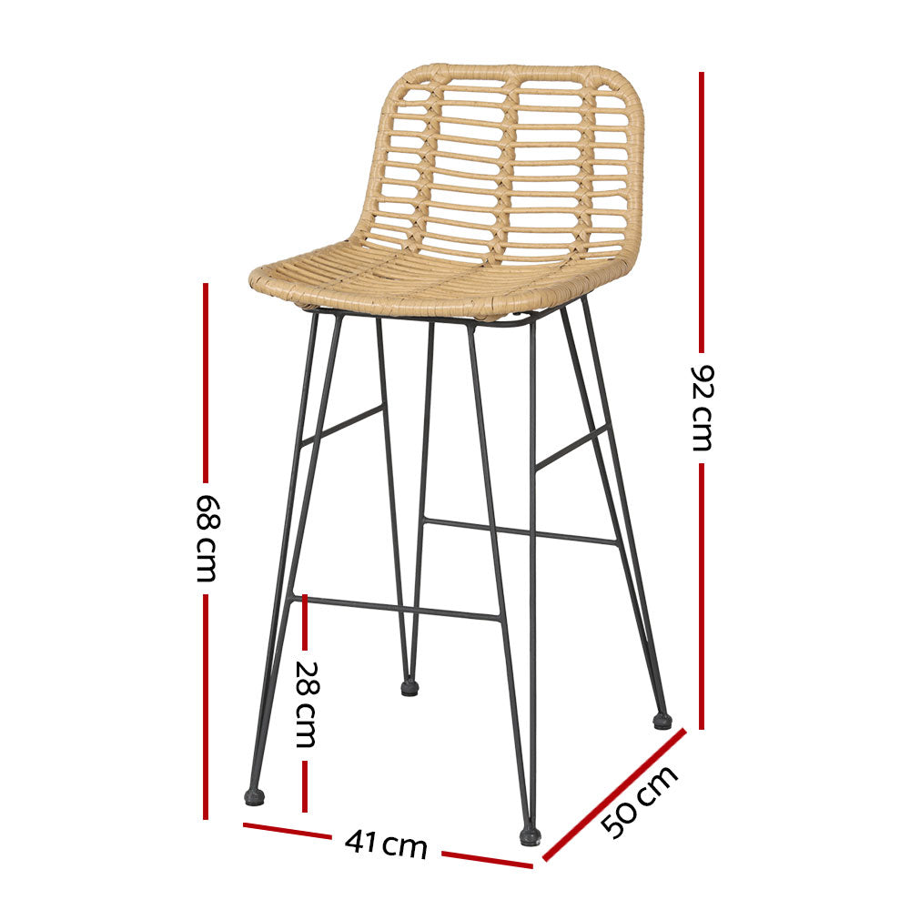 Marlook 2 Piece Outdoor Bar Stools Wicker Dining Rattan Chair