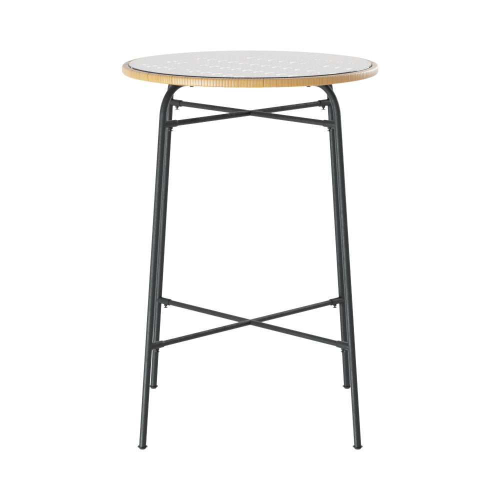 Marlook Outdoor Bar Table Wicker Dining Bistro Patio Balcony Glass Table Steel