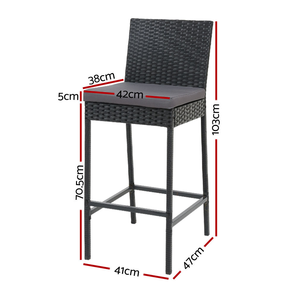 Marlook 2-Piece Outdoor Bar Stools Dining Chair Bar Stools Rattan Furniture