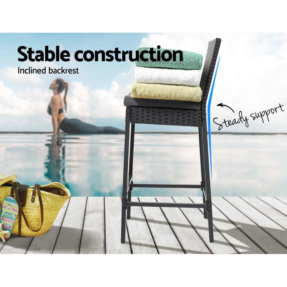 Marlook 2-Piece Outdoor Bar Stools Dining Chair Bar Stools Rattan Furniture