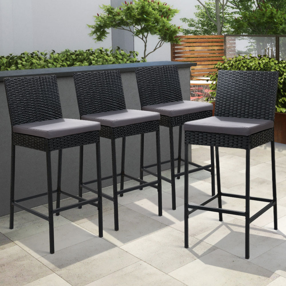 Marlook 4-Piece Outdoor Bar Stools Dining Chair Bar Stools Rattan Furniture