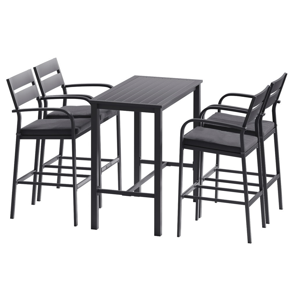 Marlook Outdoor Bar Set 5-Piece Patio Dining Chairs Aluminium Table Stools