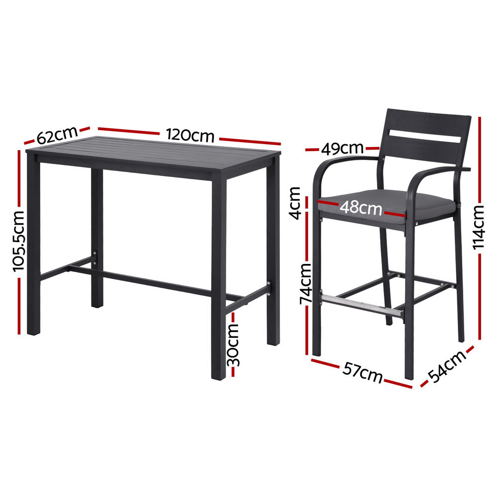 Marlook Outdoor Bar Set 5-Piece Patio Dining Chairs Aluminium Table Stools
