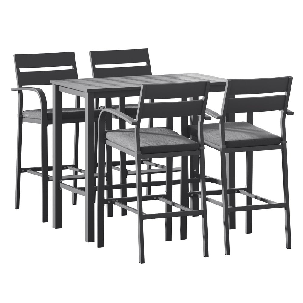 Marlook Outdoor Bar Set 5-Piece Patio Dining Chairs Aluminium Table Stools