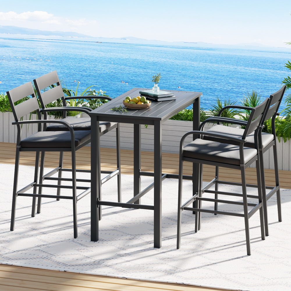 Marlook Outdoor Bar Set 5-Piece Patio Dining Chairs Aluminium Table Stools