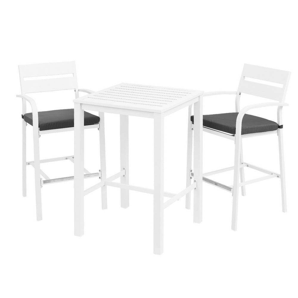 Marlook Outdoor Bar Set Stools 3-Piece Dining Chairs Table Patio Aluminium Bistro Set