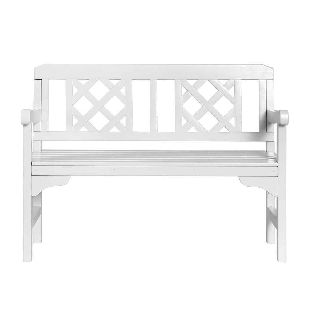 Marlook Outdoor Garden Bench Wooden Chair 2 Seat Patio Furniture Lounge White