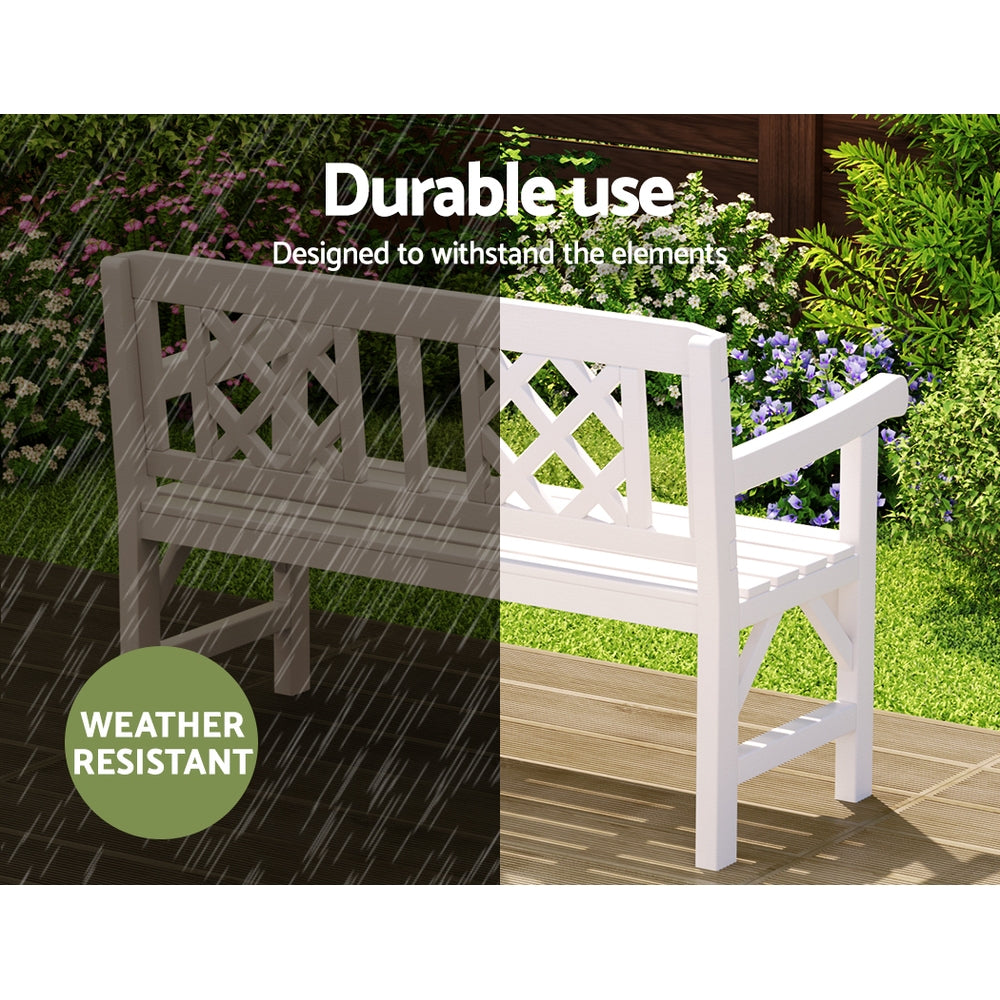 Marlook Outdoor Garden Bench Wooden Chair 2 Seat Patio Furniture Lounge White