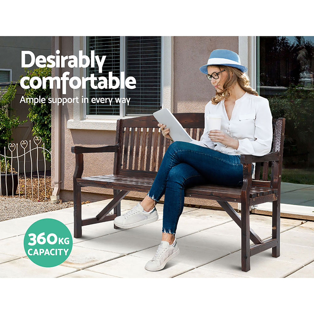 Marlook 5FT Outdoor Garden Bench Wooden 3 Seat Chair Patio Furniture Charcoal