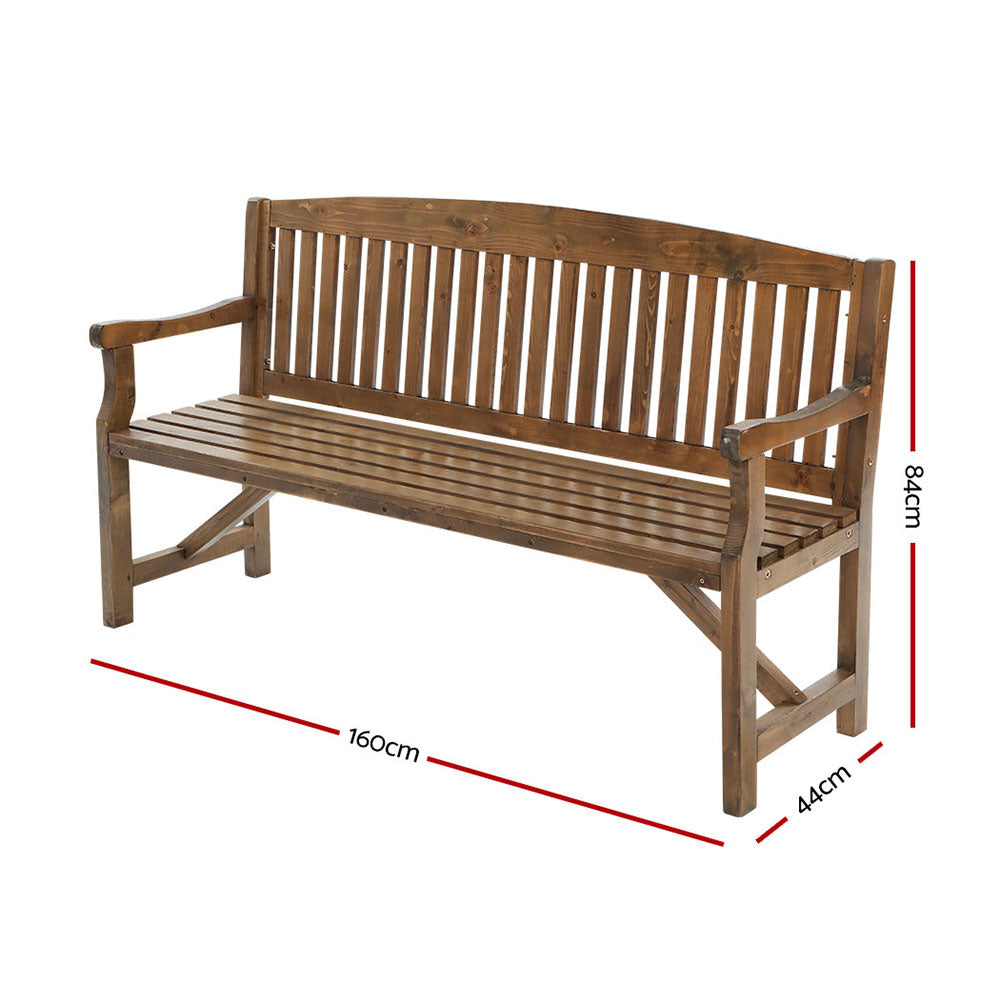 Marlook 5FT Outdoor Garden Bench Wooden 3 Seat Chair Patio Furniture Natural