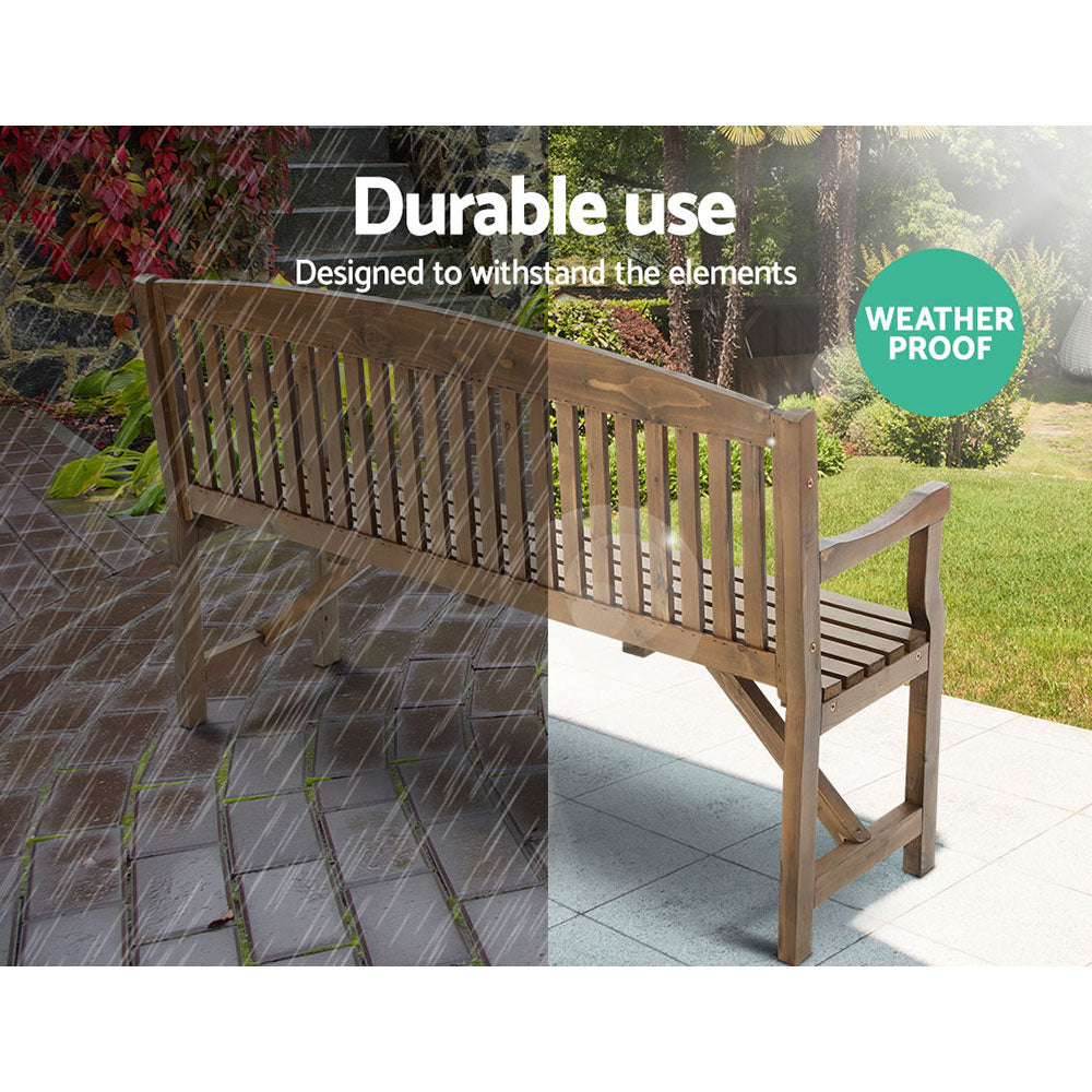 Marlook 5FT Outdoor Garden Bench Wooden 3 Seat Chair Patio Furniture Natural
