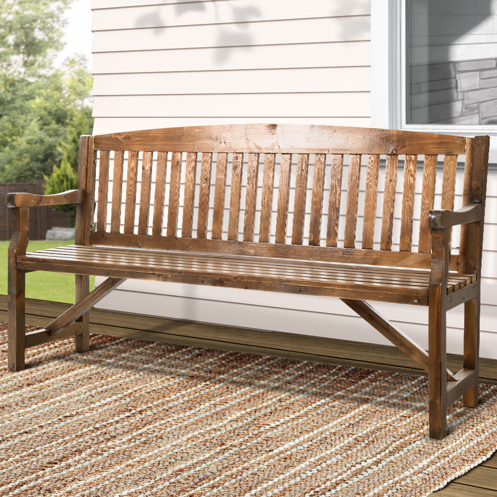 Marlook 5FT Outdoor Garden Bench Wooden 3 Seat Chair Patio Furniture Natural