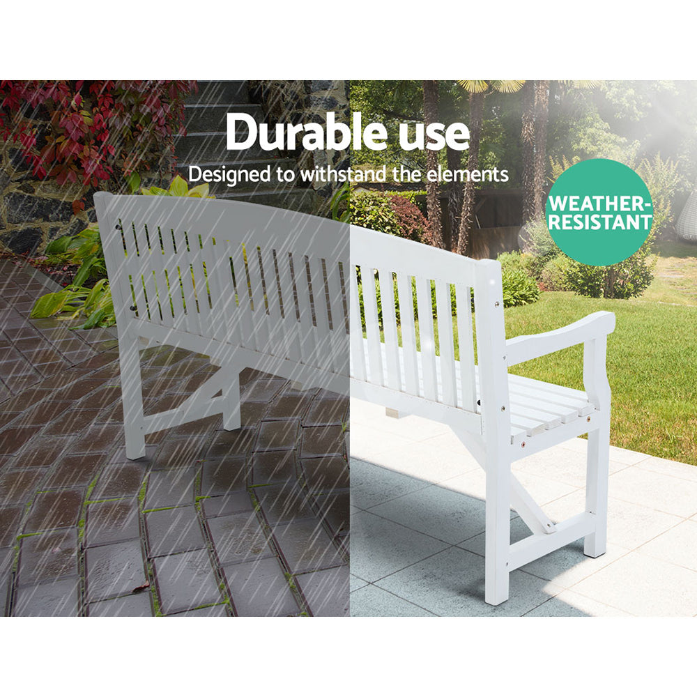 Marlook 5FT Outdoor Garden Bench Wooden 3 Seat Chair Patio Furniture White