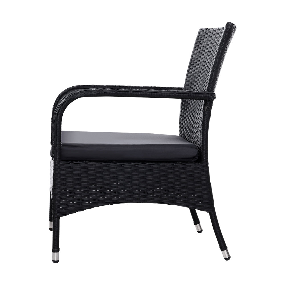 Marlook 3PC Outdoor Bistro Set Patio Furniture Wicker Setting Chairs Table Luca