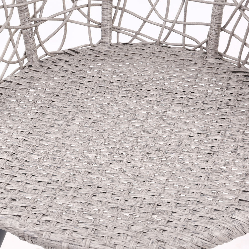 Marlook 3PC Bistro Set Outdoor Furniture Rattan Table Chairs Patio Garden Cushion Grey