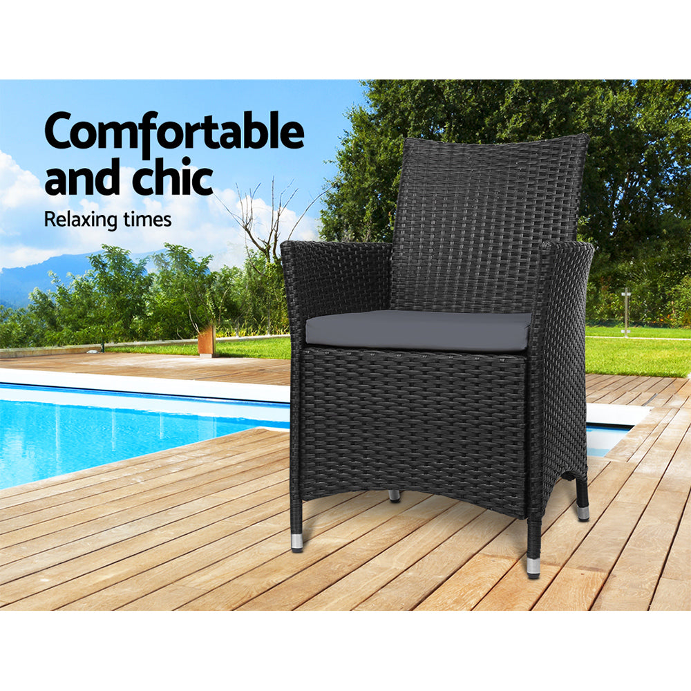 Marlook Outdoor Dining Chairs Patio Furniture Wicker Garden Cushion Idris 2PC