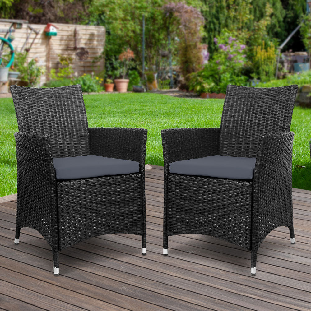 Marlook Outdoor Dining Chairs Patio Furniture Wicker Garden Cushion Idris 2PC