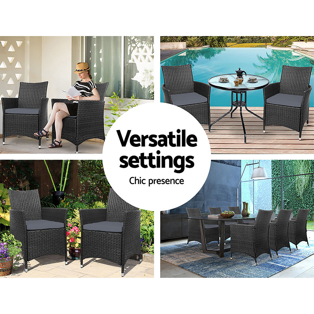 Marlook Outdoor Dining Chairs Patio Furniture Wicker Garden Cushion Idris 2PC