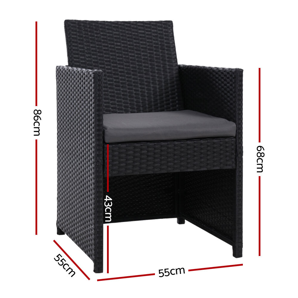 Marlook 2PC Outdoor Dining Chairs Patio Furniture Wicker Garden Cushion Hugo