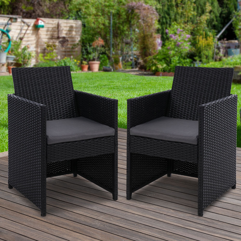 Marlook 2PC Outdoor Dining Chairs Patio Furniture Wicker Garden Cushion Hugo