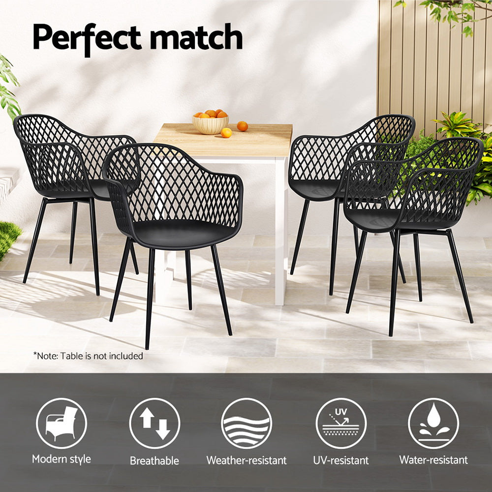 Marlook 4PC Outdoor Dining Chairs PP Lounge Chair Patio Furniture Garden Black