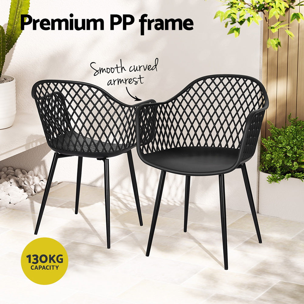 Marlook 4PC Outdoor Dining Chairs PP Lounge Chair Patio Furniture Garden Black