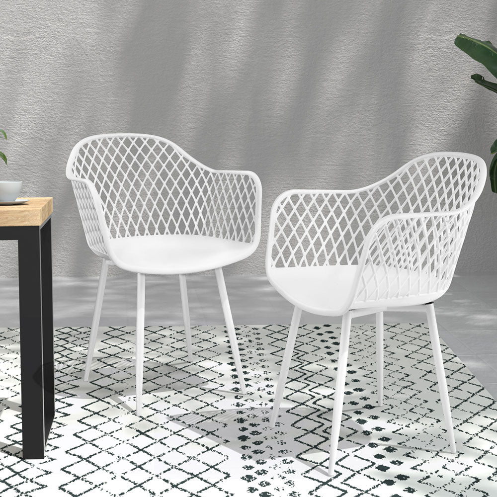 Marlook 4PC Outdoor Dining Chairs PP Lounge Chair Patio Furniture Garden White