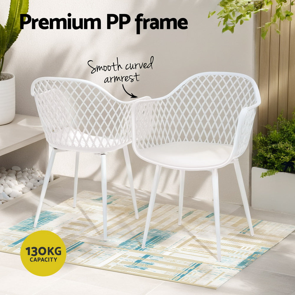 Marlook 4PC Outdoor Dining Chairs PP Lounge Chair Patio Furniture Garden White