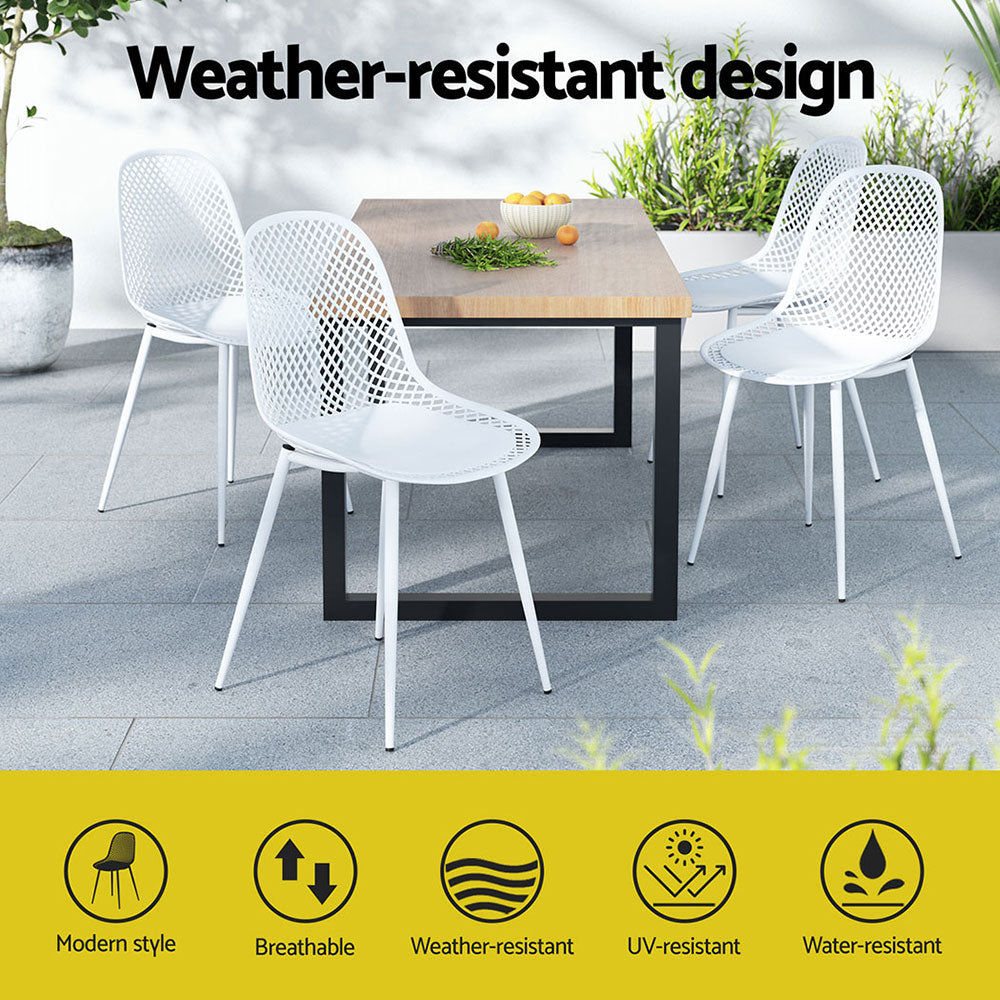 Marlook 4PC Outdoor Dining Chairs PP Lounge Chair Patio Garden Furniture White