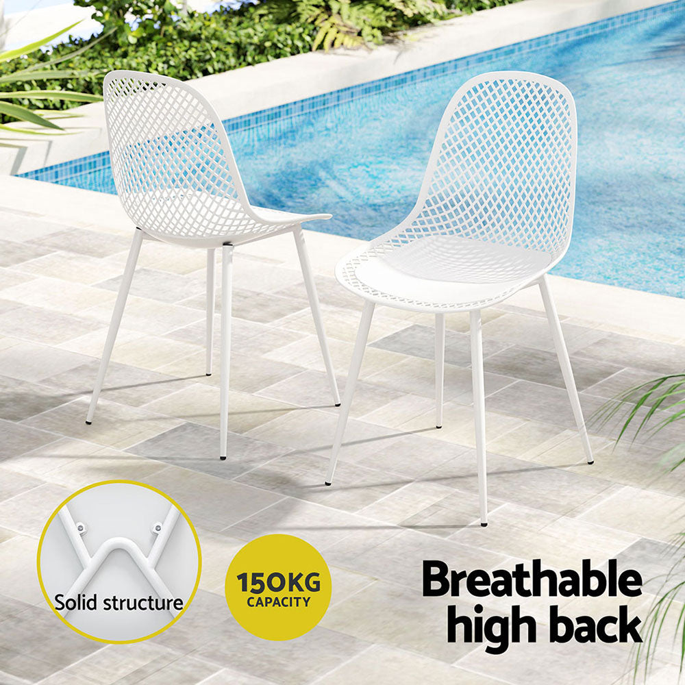 Marlook 4PC Outdoor Dining Chairs PP Lounge Chair Patio Garden Furniture White