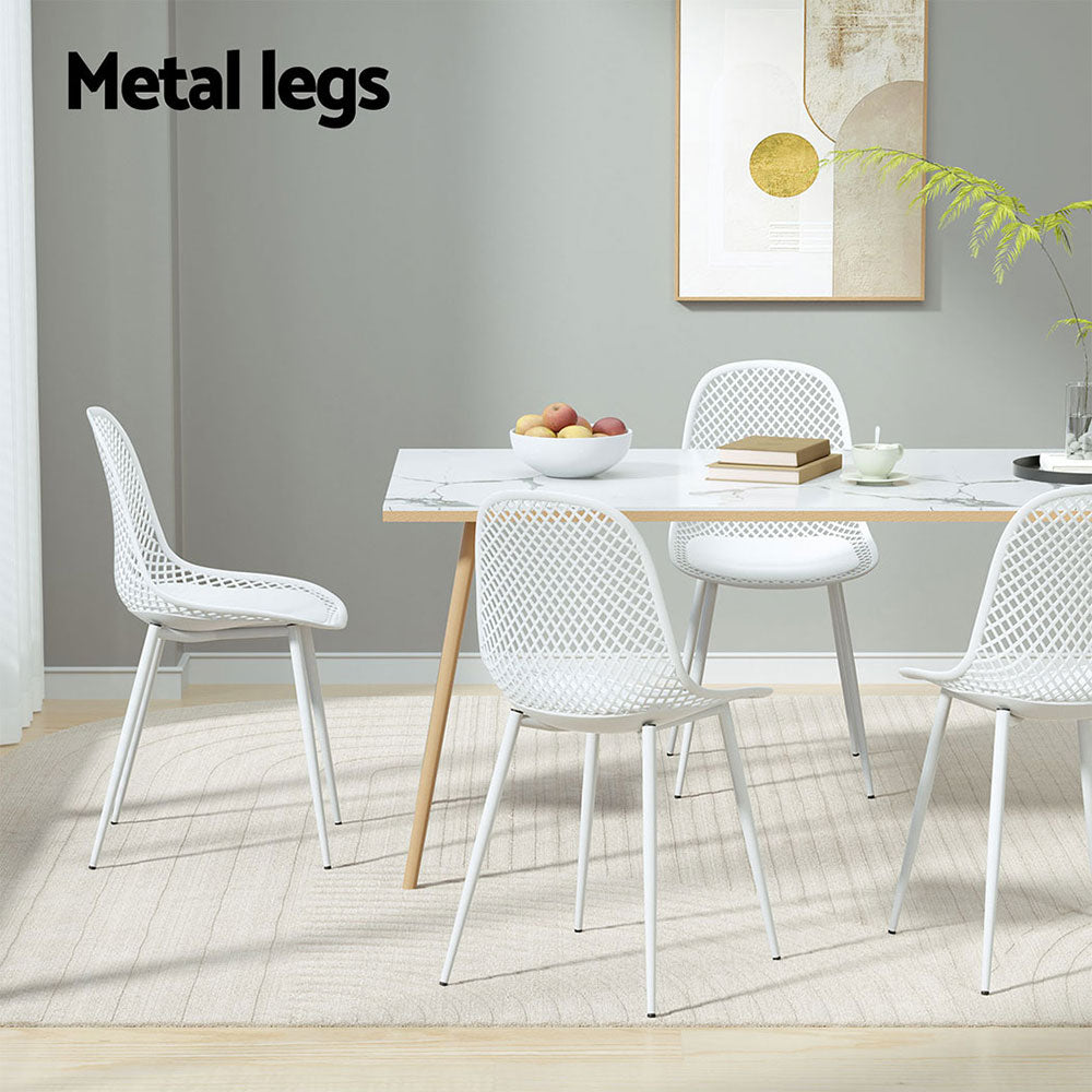 Marlook 4PC Outdoor Dining Chairs PP Lounge Chair Patio Garden Furniture White