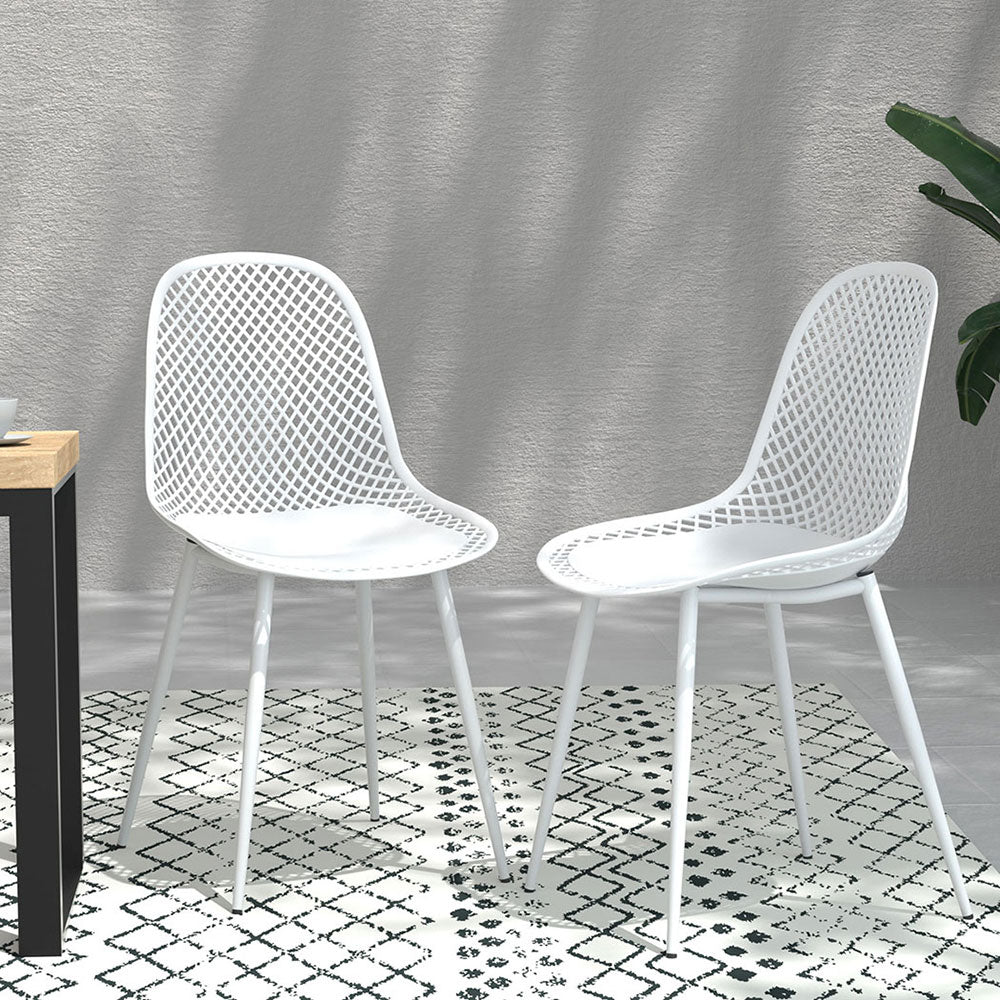 Marlook 4PC Outdoor Dining Chairs PP Lounge Chair Patio Garden Furniture White