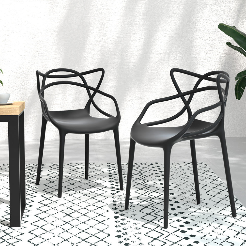 Marlook 4PC Outdoor Dining Chairs PP Portable Stackable Chair Patio Furniture