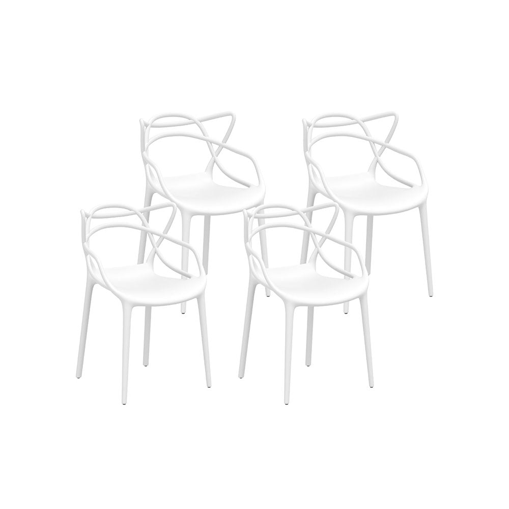 Marlook 4PC Outdoor Dining Chairs PP Portable Stackable Chair Patio Furniture White