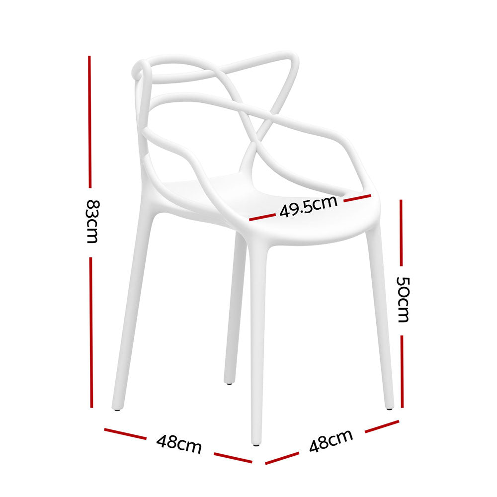 Marlook 4PC Outdoor Dining Chairs PP Portable Stackable Chair Patio Furniture White