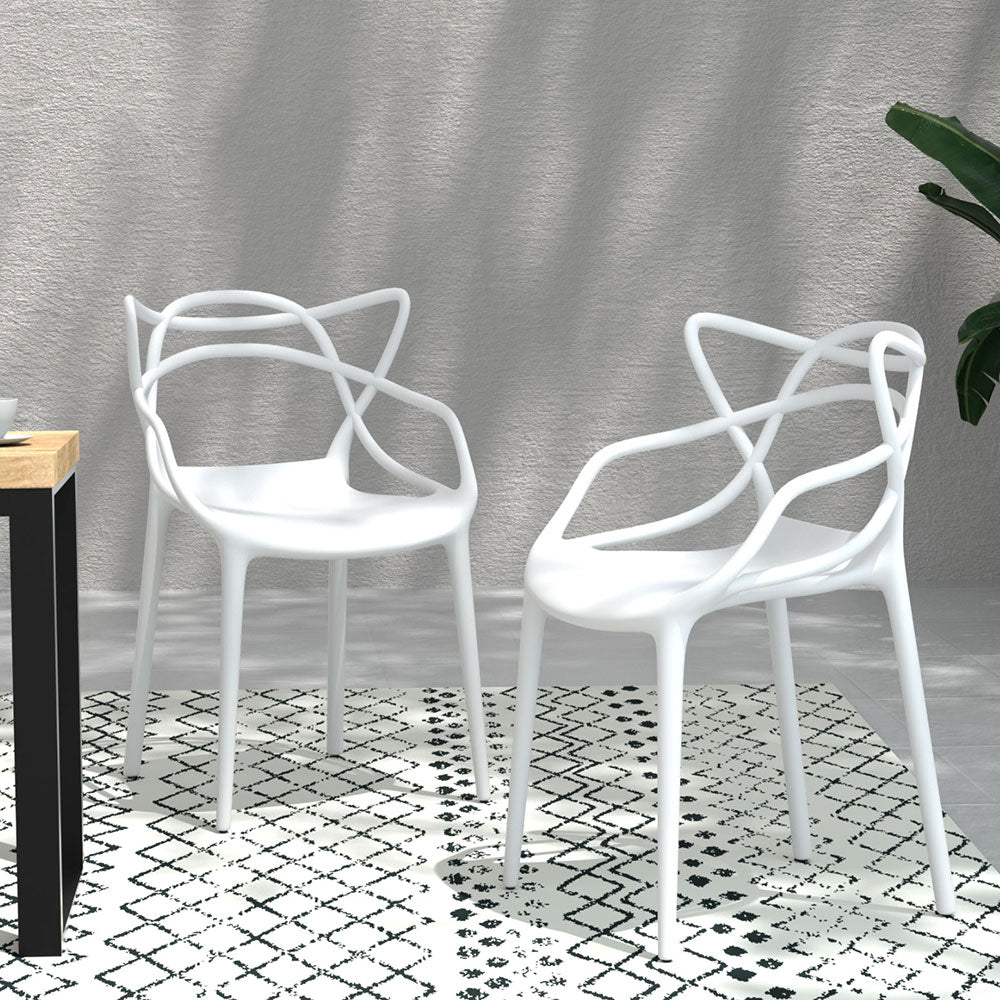 Marlook 4PC Outdoor Dining Chairs PP Portable Stackable Chair Patio Furniture White