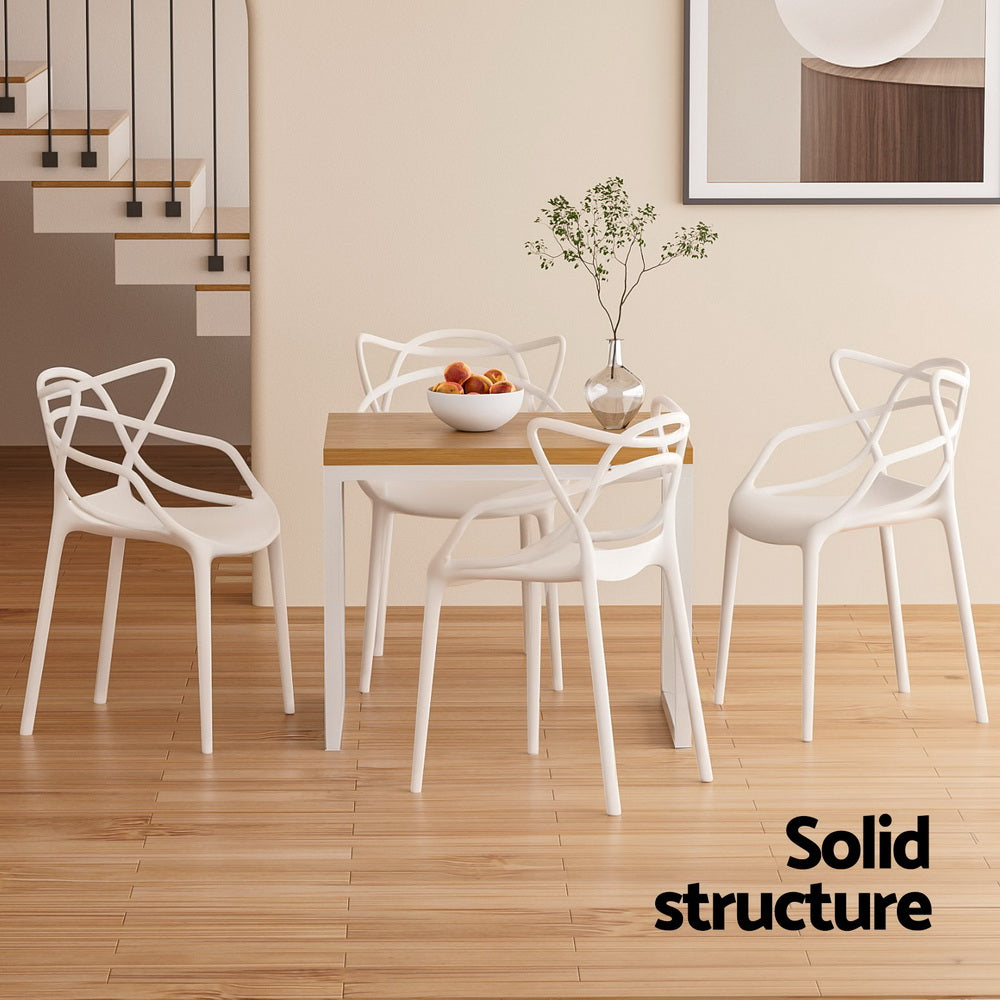 Marlook 4PC Outdoor Dining Chairs PP Portable Stackable Chair Patio Furniture White